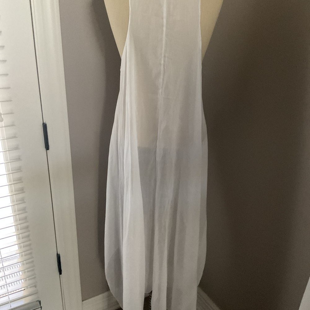 swim cover up white sheer cotton maxi from Turkey with Gold Accents Sz M - Picture 8 of 16